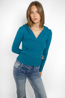 Hooded V-neck sweater