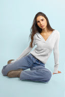 Hooded V-neck sweater