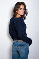 V-neck sweater with lace trim