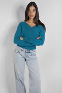 V-neck sweater with lace trim
