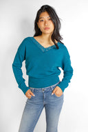 V-neck sweater with lace trim