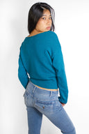 V-neck sweater with lace trim