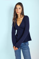 Wrap front v-neck sweater