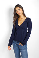 Wrap front v-neck sweater