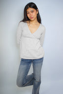 Wrap front v-neck sweater