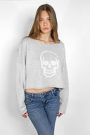 Skull print crew neck sweater