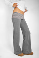 Wide-leg trousers with turn-up hem