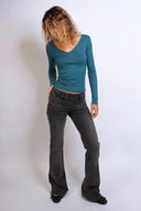 Double button flared jeans