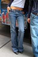 Double-button flared jeans