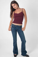 Double-button flared jeans