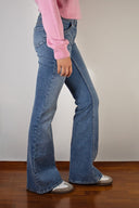 Double-button flared jeans