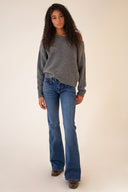 Double-button flared jeans