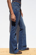 Double-button flared jeans