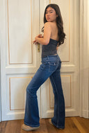 Low-waist flare jeans
