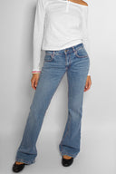 Low-waist flare jeans