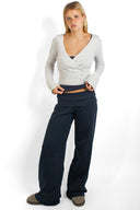 Wide-leg joggers with turn-up