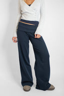 Wide-leg joggers with turn-up