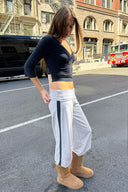 Wide-leg joggers with a side stripe