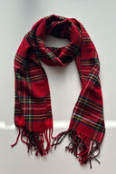 Plaid fringe scarf