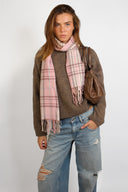 Plaid fringe scarf