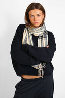 Plaid fringe scarf