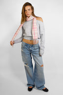 Plaid fringe scarf
