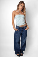 Ruched Tie-Front Top