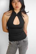 Tank top with teardrop detail