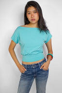 Cropped boat neck T-shirt