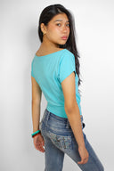 Cropped boat neck T-shirt