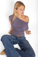 Cropped boat neck T-shirt