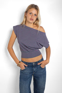 Cropped boat neck T-shirt