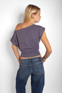 Cropped boat neck T-shirt