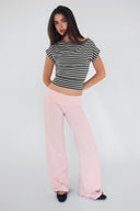 Crop boat neck T-shirt