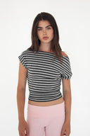 Crop boat neck T-shirt