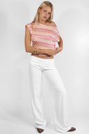 Crop boat neck T-shirt