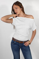 Crop boat neck T-shirt