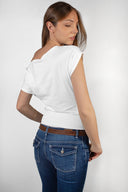 Crop boat neck T-shirt