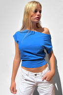 Crop boat neck T-shirt