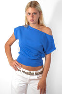Crop boat neck T-shirt