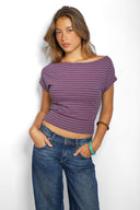 Crop boat neck T-shirt