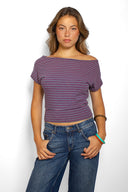 Crop boat neck T-shirt