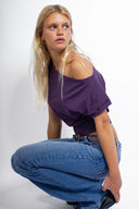 Crop boat neck T-shirt