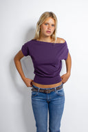 Crop boat neck T-shirt