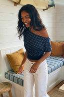 Crop boat neck T-shirt