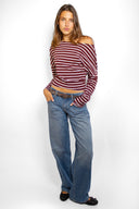 Off-shoulder long sleeve top