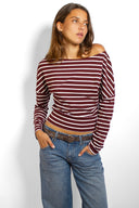 Off-shoulder long sleeve top