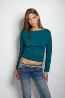 Off-shoulder long sleeve top