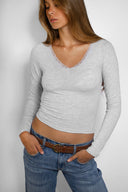 Long sleeve t-shirt with thin lace trim