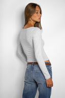 Long sleeve t-shirt with thin lace trim